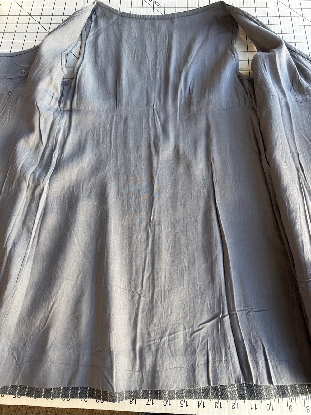 Gray Wool Pinstripe Jumper Tunic Pinafore Thistle Buttons Lined A-Line XS S - Picture 9 of 16